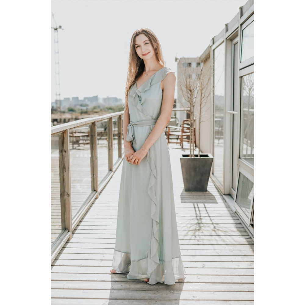 BHLDN | Mint Chiffon Wrap Dress